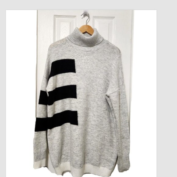 Volcom True to This Striped Turtleneck Oversized Long Sweater - Picture 2 of 13